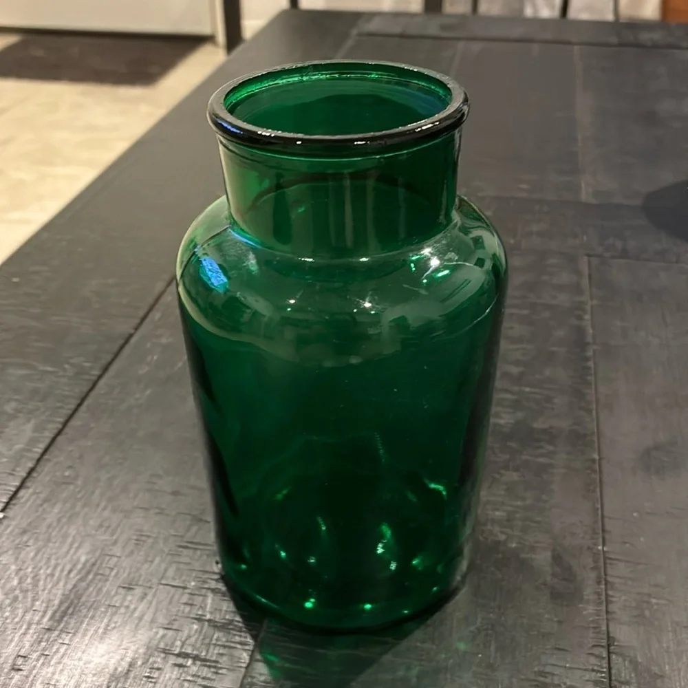 Large Vintage Green Glass Apothecary Jar Italy Vase Jar